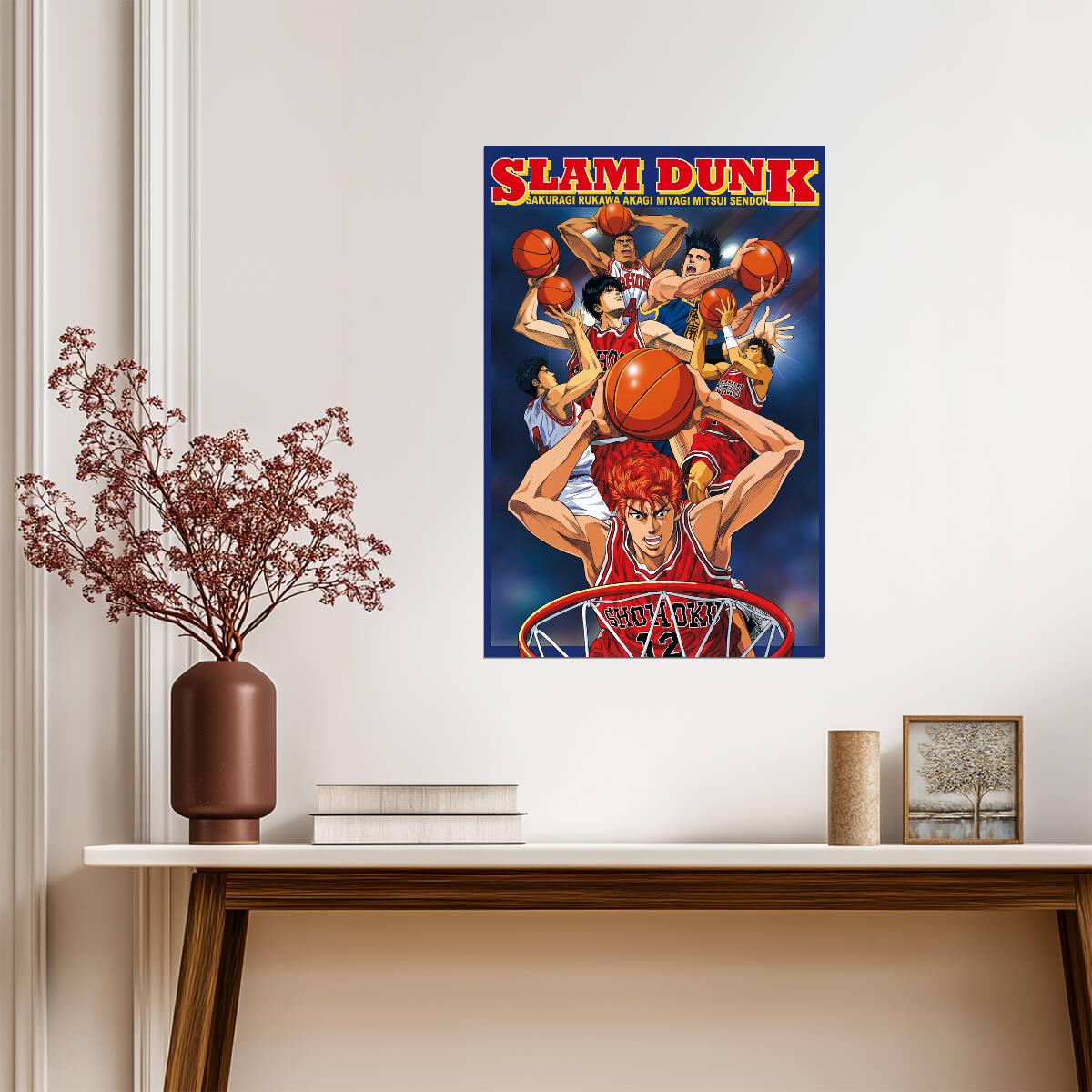 Slam Dunk Team Shohoku | Anime Poster | Classic Sports Manga Art - Anime Poster