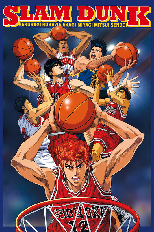 Slam Dunk Team Shohoku | Anime Poster | Classic Sports Manga Art - Anime Poster