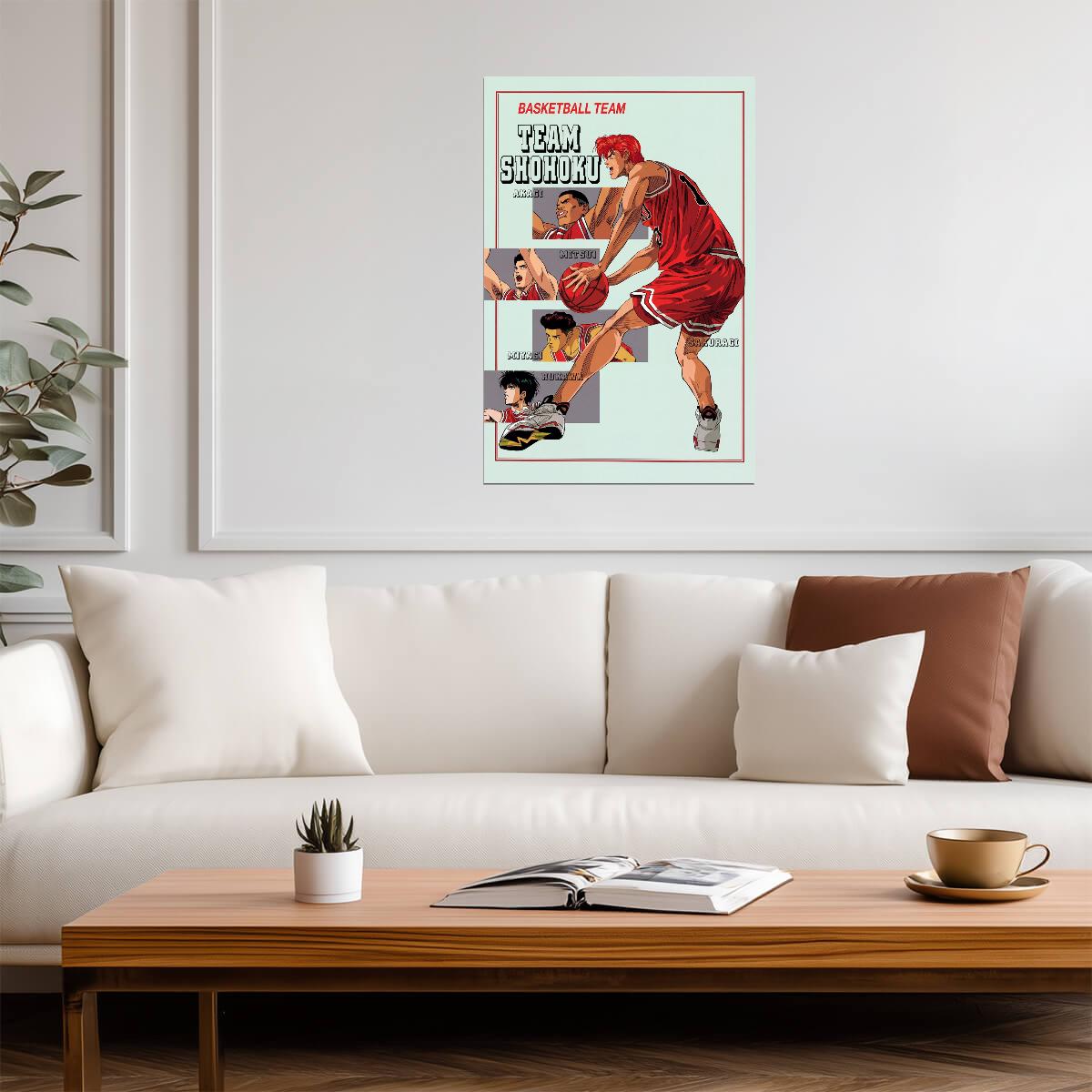 Slam Dunk Team Shohoku Action | Anime Poster | Basketball Manga Print - Anime Poster