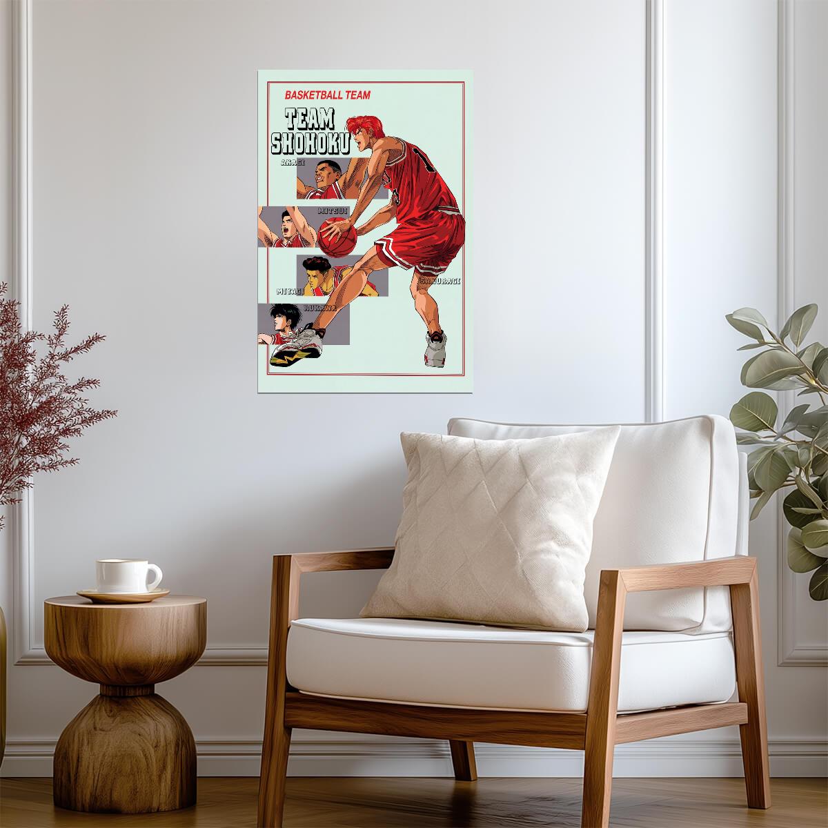 Slam Dunk Team Shohoku Action | Anime Poster | Basketball Manga Print - Anime Poster