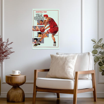 Slam Dunk Team Shohoku Action | Anime Poster | Basketball Manga Print - Anime Poster