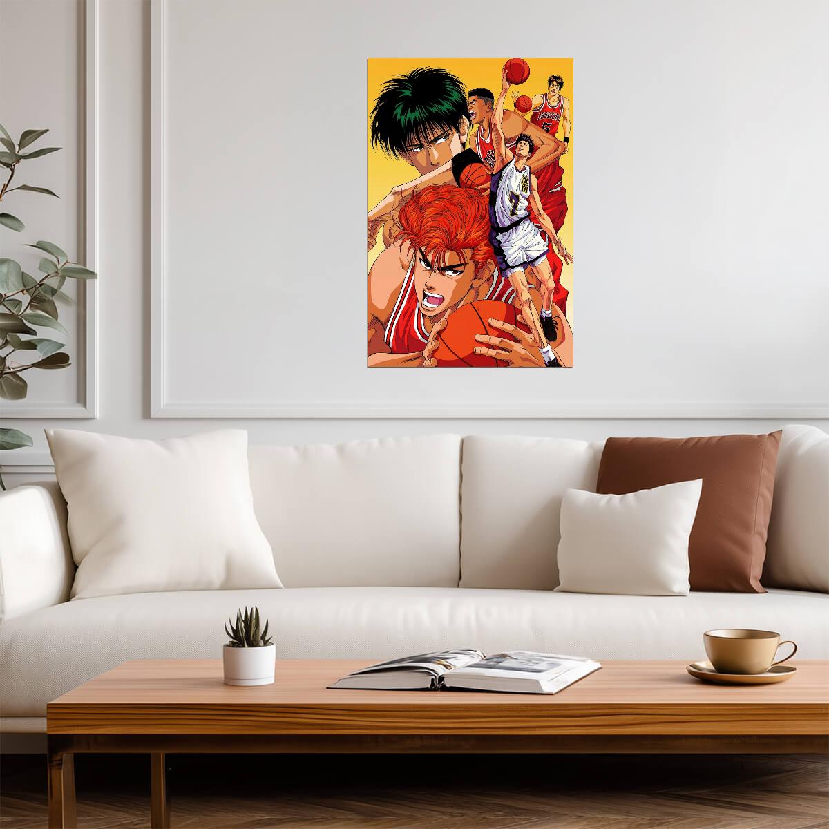 Slam Dunk Hanamichi & Rukawa Battle | Anime Poster | Sports Manga Decor - Anime Poster