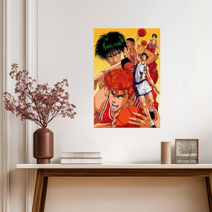 Slam Dunk Hanamichi & Rukawa Battle | Anime Poster | Sports Manga Decor - Anime Poster