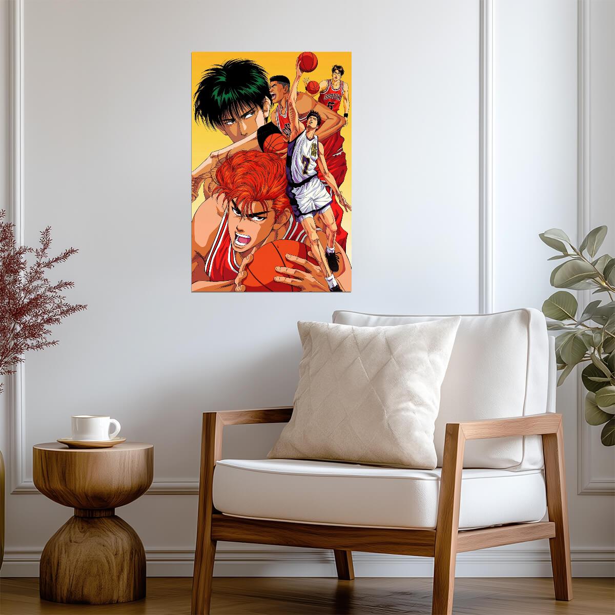 Slam Dunk Hanamichi & Rukawa Battle | Anime Poster | Sports Manga Decor - Anime Poster