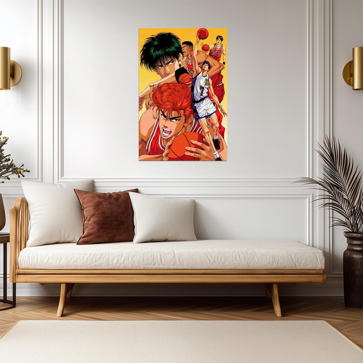 Slam Dunk Hanamichi & Rukawa Battle | Anime Poster | Sports Manga Decor - Anime Poster
