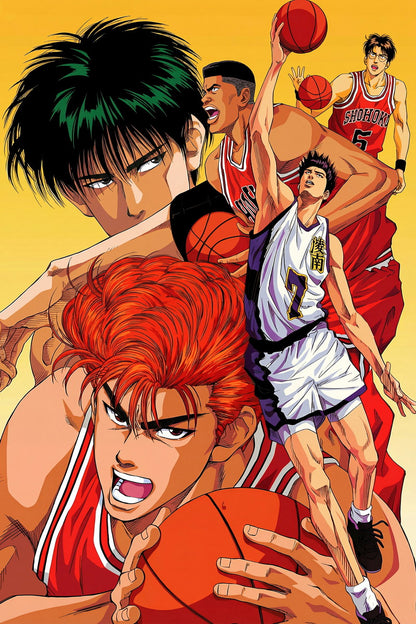 Slam Dunk Hanamichi & Rukawa Battle | Anime Poster | Sports Manga Decor - Anime Poster