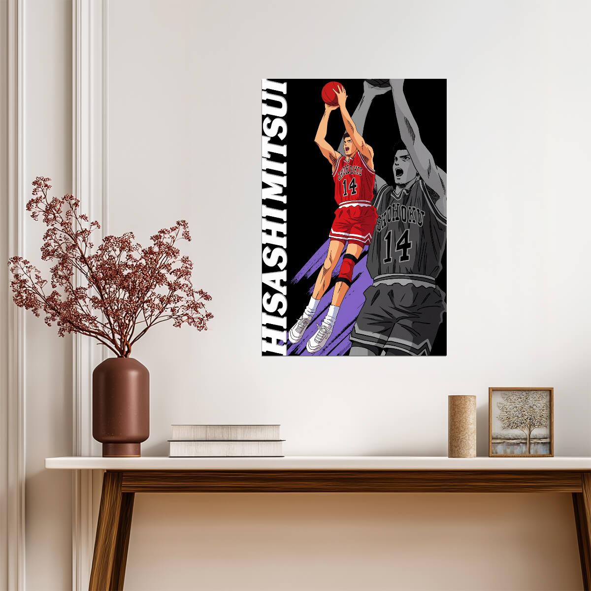 Slam Dunk Hisashi Mitsui | Anime Poster | 3-Point Shooter Sports Art - Anime Poster