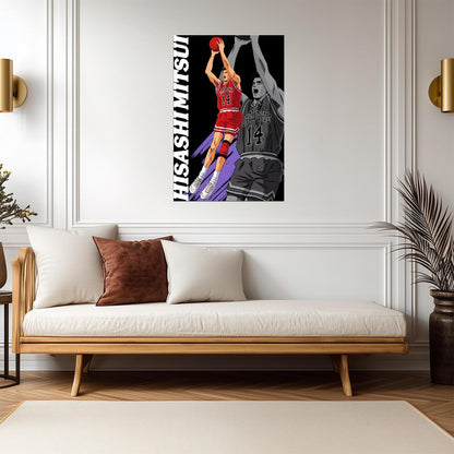 Slam Dunk Hisashi Mitsui | Anime Poster | 3-Point Shooter Sports Art - Anime Poster