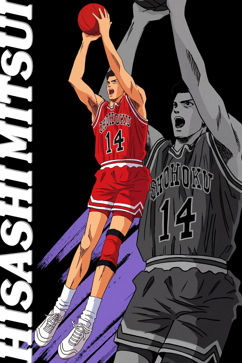 Slam Dunk Hisashi Mitsui | Anime Poster | 3-Point Shooter Sports Art - Anime Poster