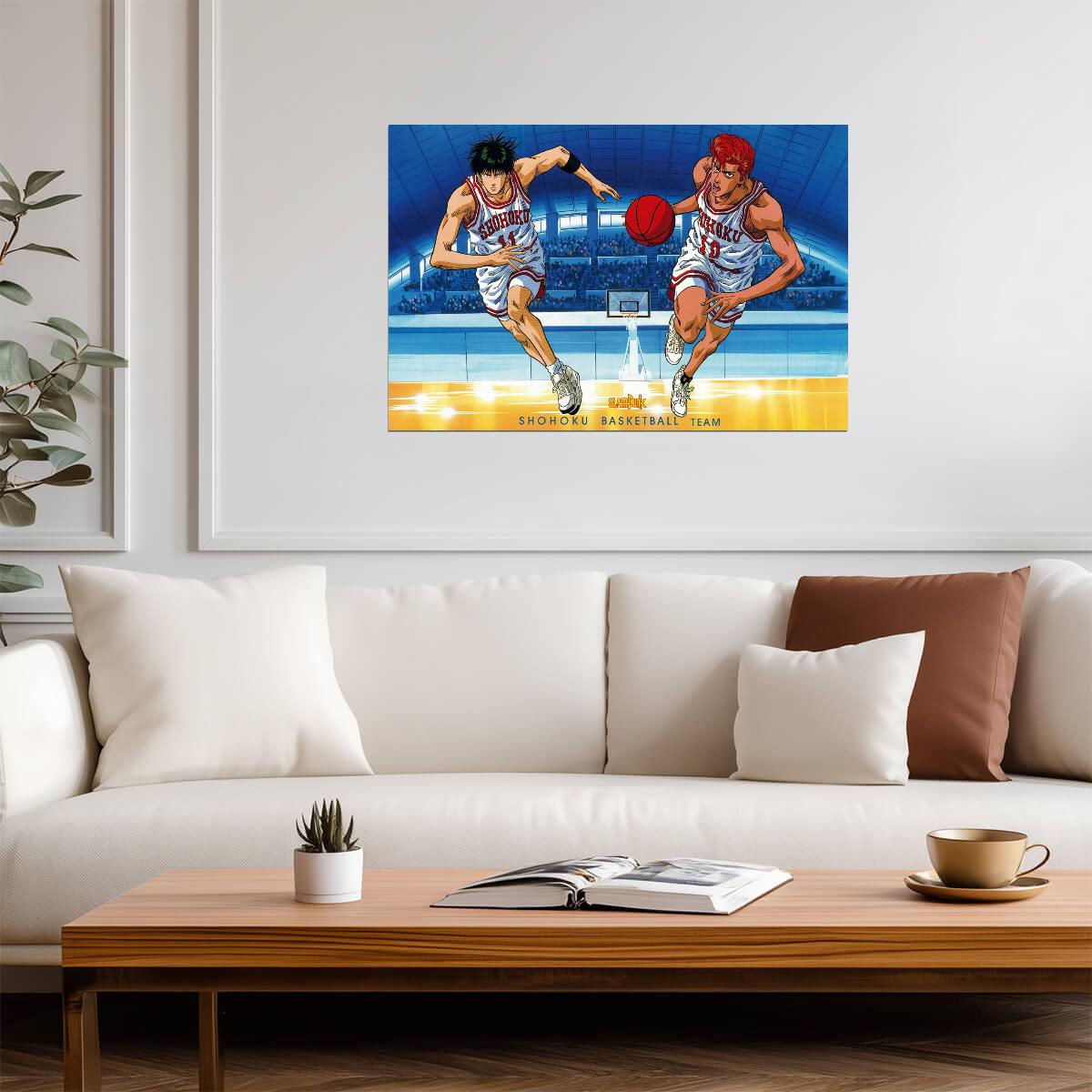 Slam Dunk Rukawa vs Sakuragi | Anime Poster | Iconic Basketball Scene Art - Anime Poster