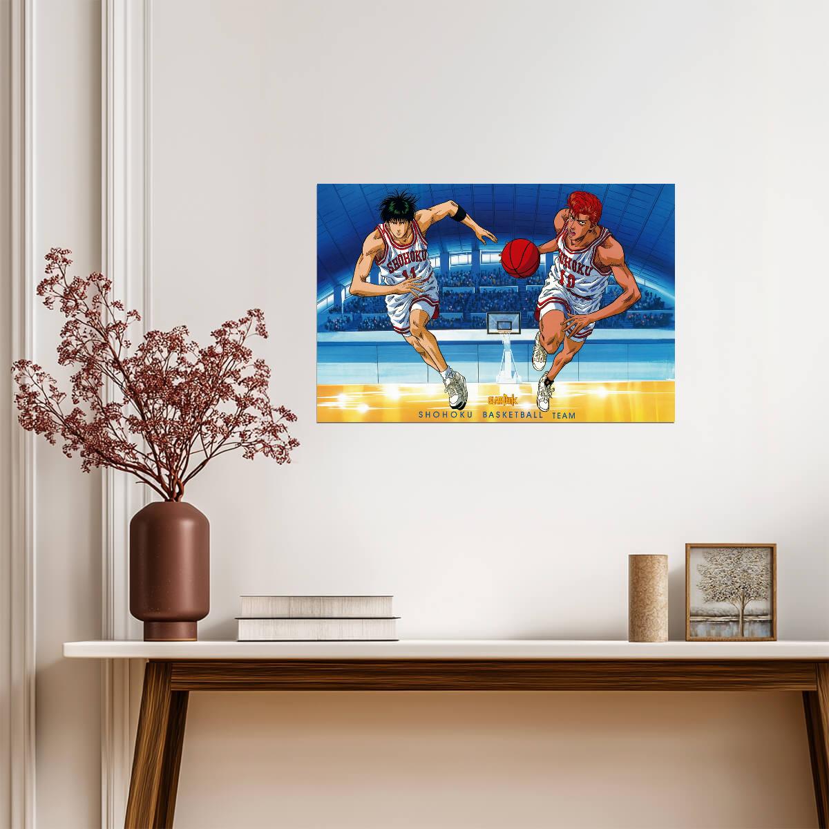 Slam Dunk Rukawa vs Sakuragi | Anime Poster | Iconic Basketball Scene Art - Anime Poster