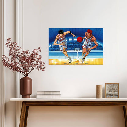Slam Dunk Rukawa vs Sakuragi | Anime Poster | Iconic Basketball Scene Art - Anime Poster