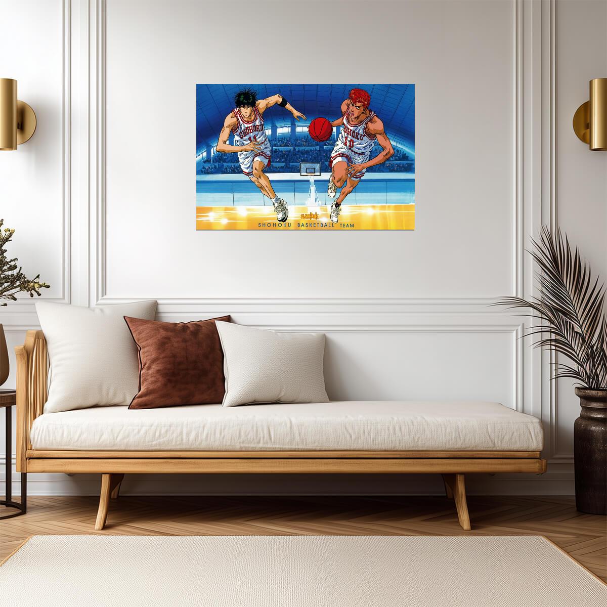 Slam Dunk Rukawa vs Sakuragi | Anime Poster | Iconic Basketball Scene Art - Anime Poster