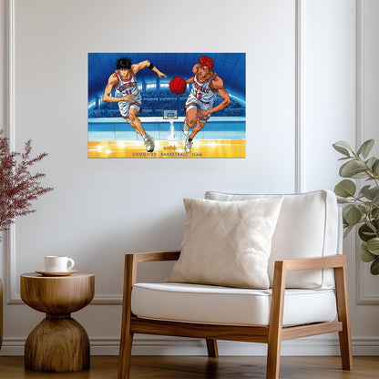 Slam Dunk Rukawa vs Sakuragi | Anime Poster | Iconic Basketball Scene Art - Anime Poster