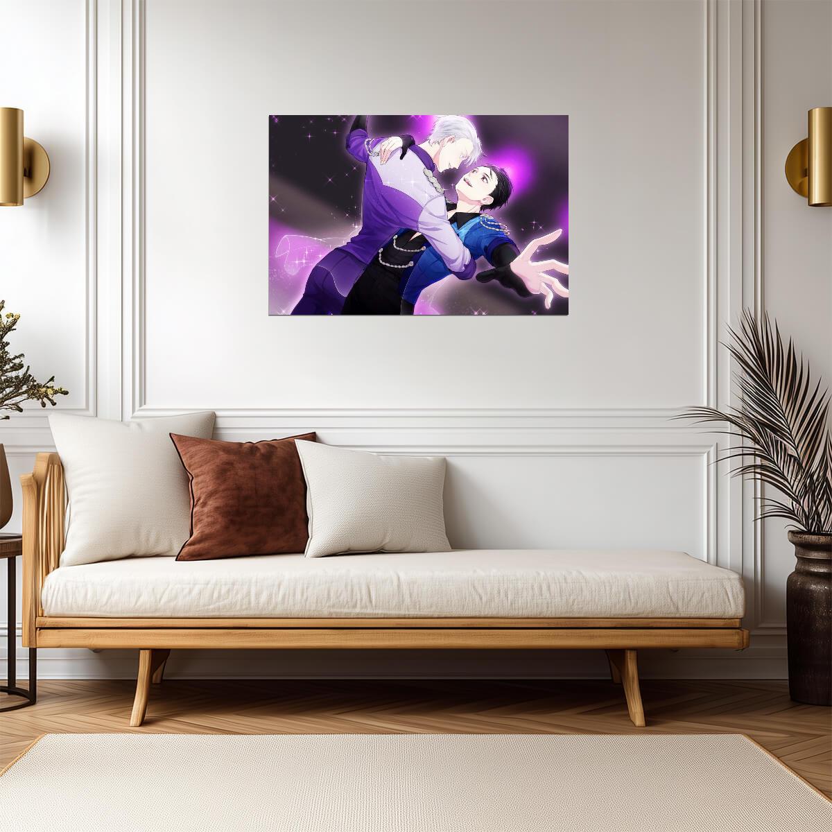 Yuri on Ice Yuuri Katsuki & Victor Nikiforov | Anime Poster | Ice Skating Duet Art - Anime Poster