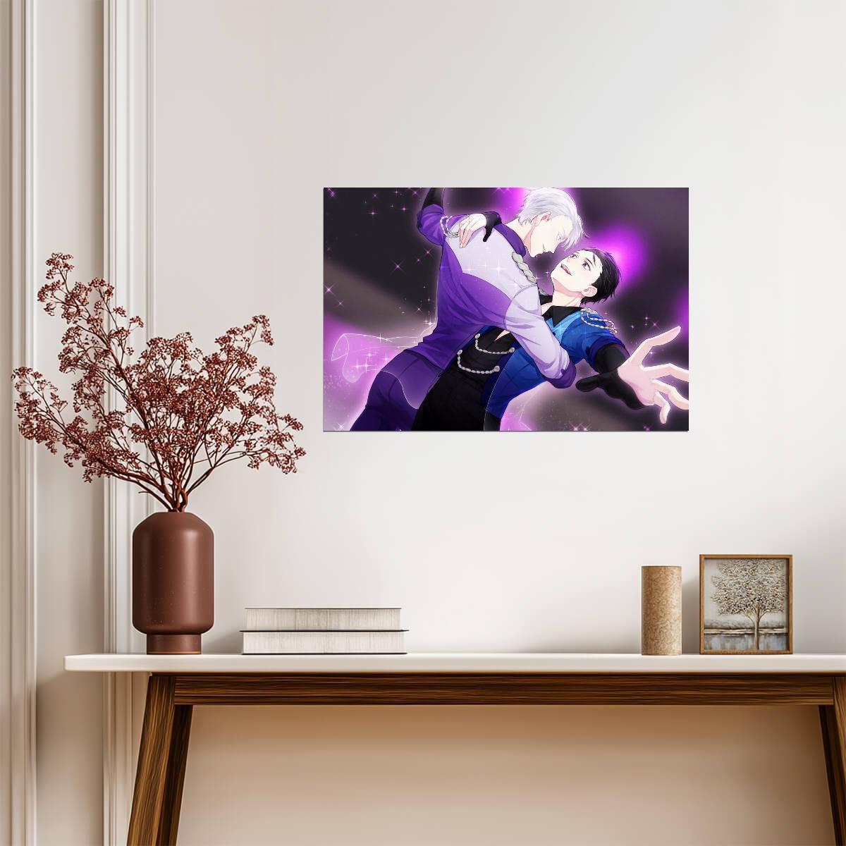 Yuri on Ice Yuuri Katsuki & Victor Nikiforov | Anime Poster | Ice Skating Duet Art - Anime Poster