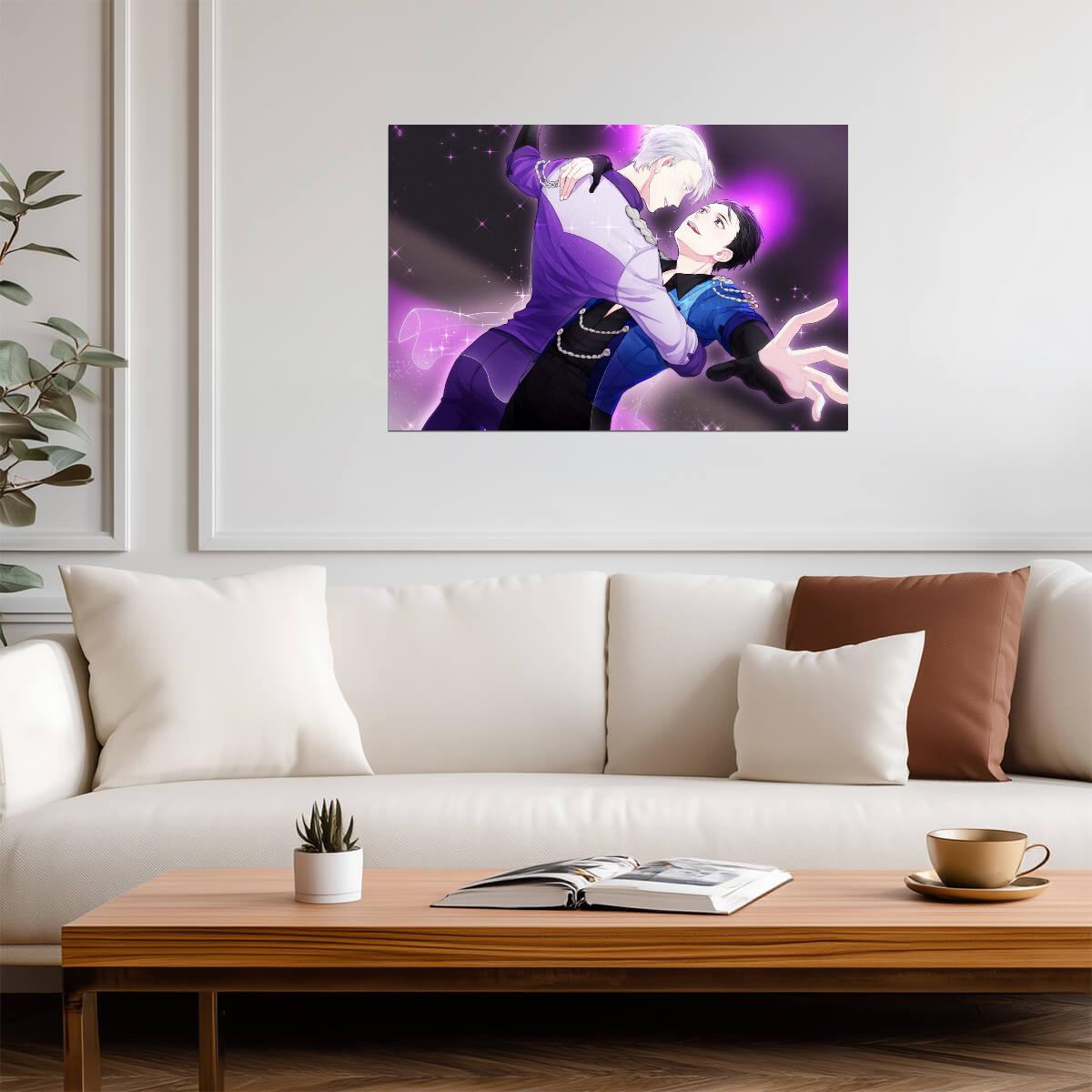Yuri on Ice Yuuri Katsuki & Victor Nikiforov | Anime Poster | Ice Skating Duet Art - Anime Poster