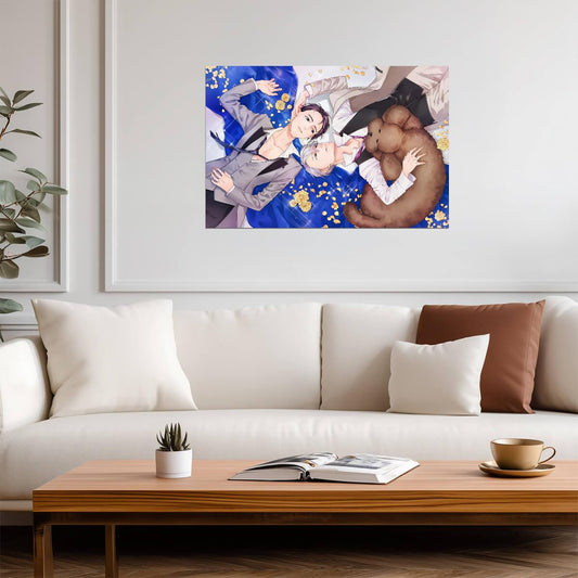 Yuri on Ice Yuuri Victor & Makkachin | Anime Poster | Heartwarming Anime Scene - Anime Poster