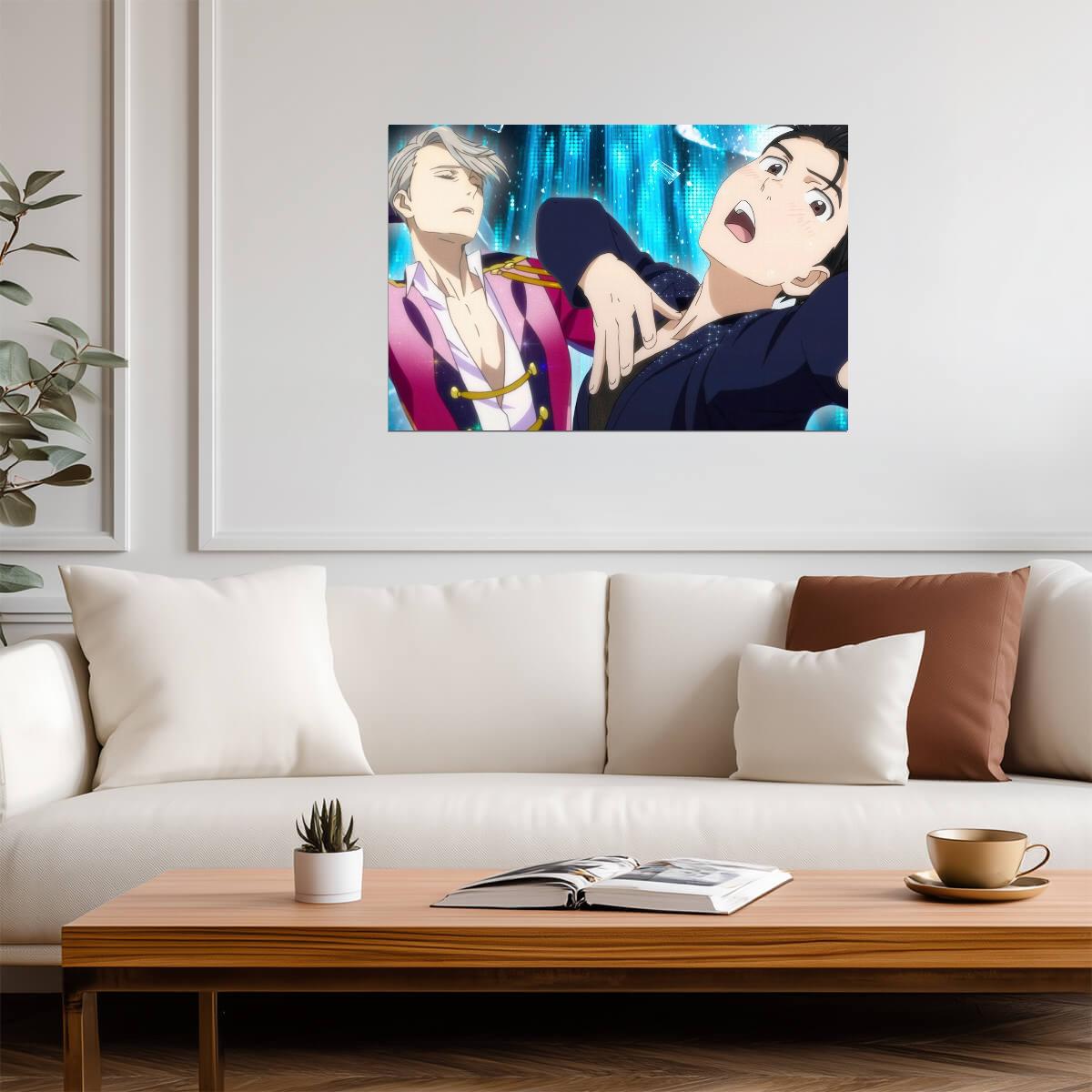 Yuri on Ice Victor & Yuuri Close Up | Anime Poster | Iconic Skating Scene Art - Anime Poster