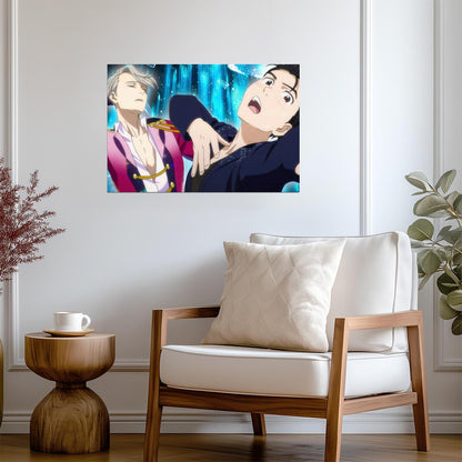 Yuri on Ice Victor & Yuuri Close Up | Anime Poster | Iconic Skating Scene Art - Anime Poster