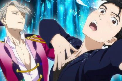 Yuri on Ice Victor & Yuuri Close Up | Anime Poster | Iconic Skating Scene Art - Anime Poster