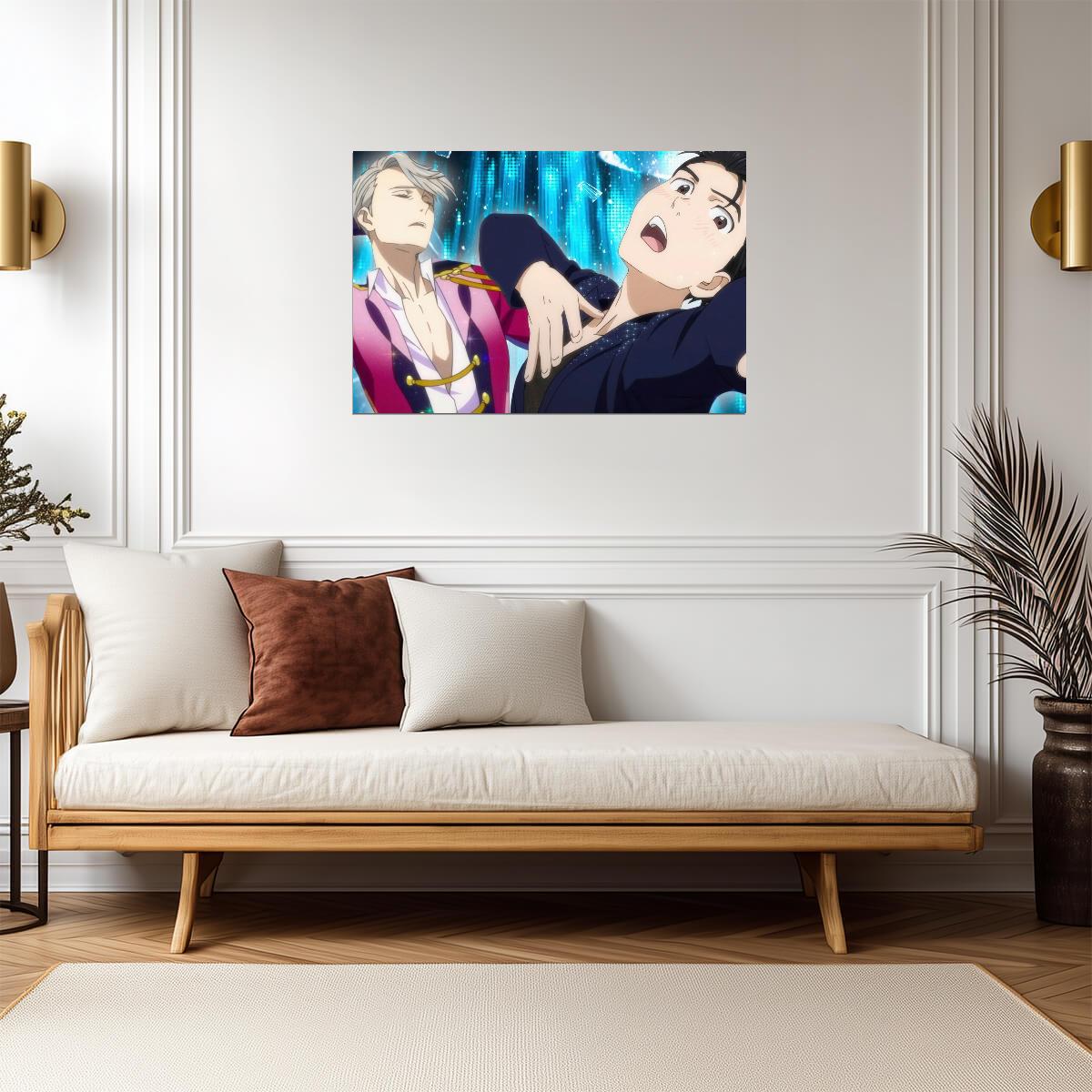 Yuri on Ice Victor & Yuuri Close Up | Anime Poster | Iconic Skating Scene Art - Anime Poster