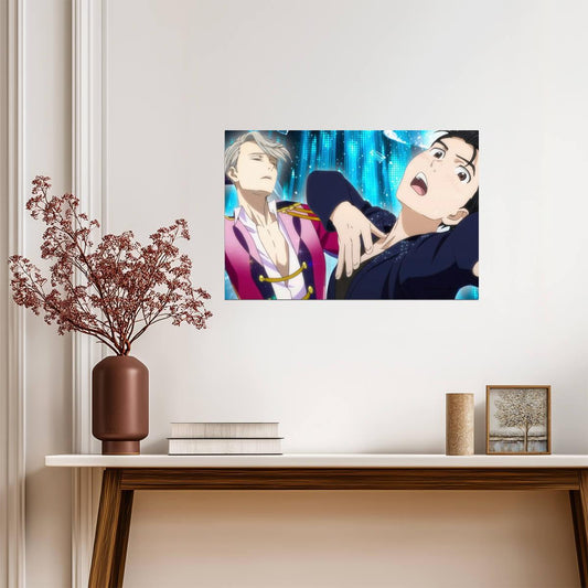 Yuri on Ice Victor & Yuuri Close Up | Anime Poster | Iconic Skating Scene Art - Anime Poster