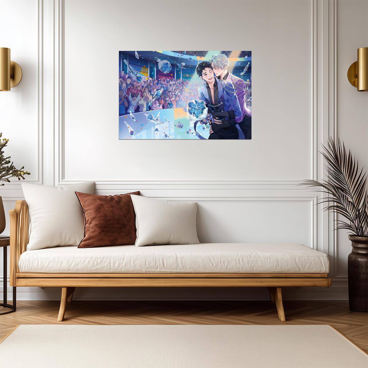Yuri on Ice Victory Ceremony | Anime Poster | Figure Skating Champions Art - Anime Poster
