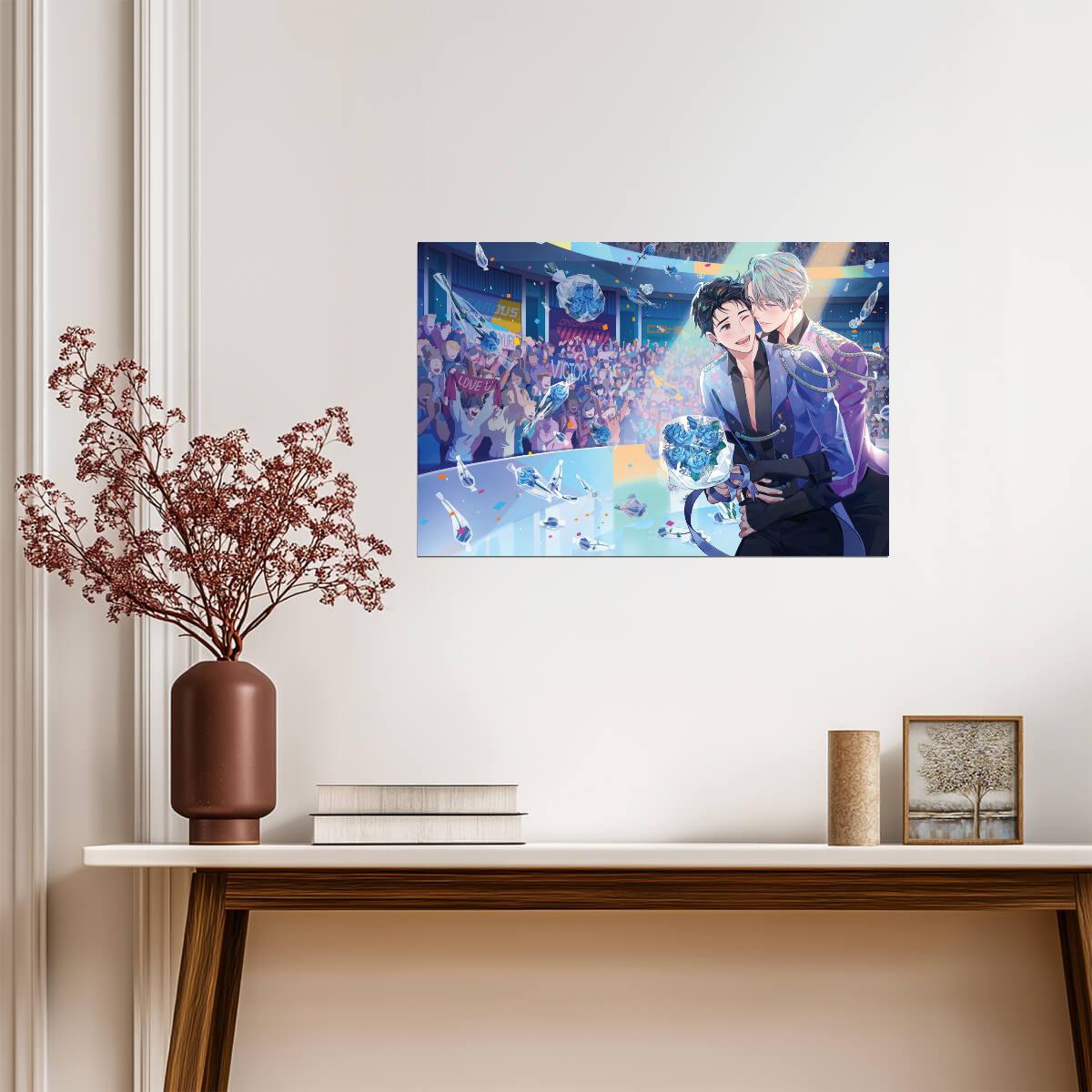Yuri on Ice Victory Ceremony | Anime Poster | Figure Skating Champions Art - Anime Poster