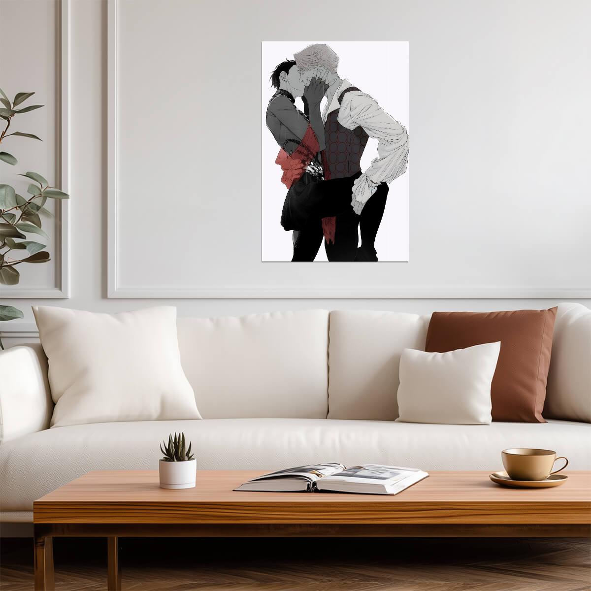 Yuri on Ice Yuuri & Victor Kiss Scene | Anime Poster | Yaoi Style Romance Print - Anime Poster