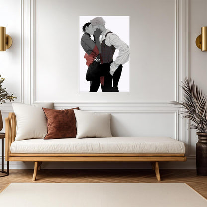 Yuri on Ice Yuuri & Victor Kiss Scene | Anime Poster | Yaoi Style Romance Print - Anime Poster