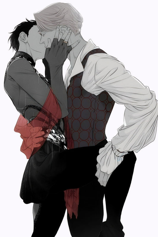 Yuri on Ice Yuuri & Victor Kiss Scene | Anime Poster | Yaoi Style Romance Print - Anime Poster