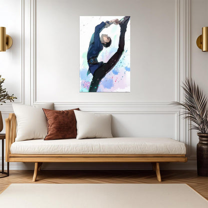 Yuri on Ice Yuuri Katsuki Skating Pose | Anime Poster | Artistic Figure Skating Art - Anime Poster