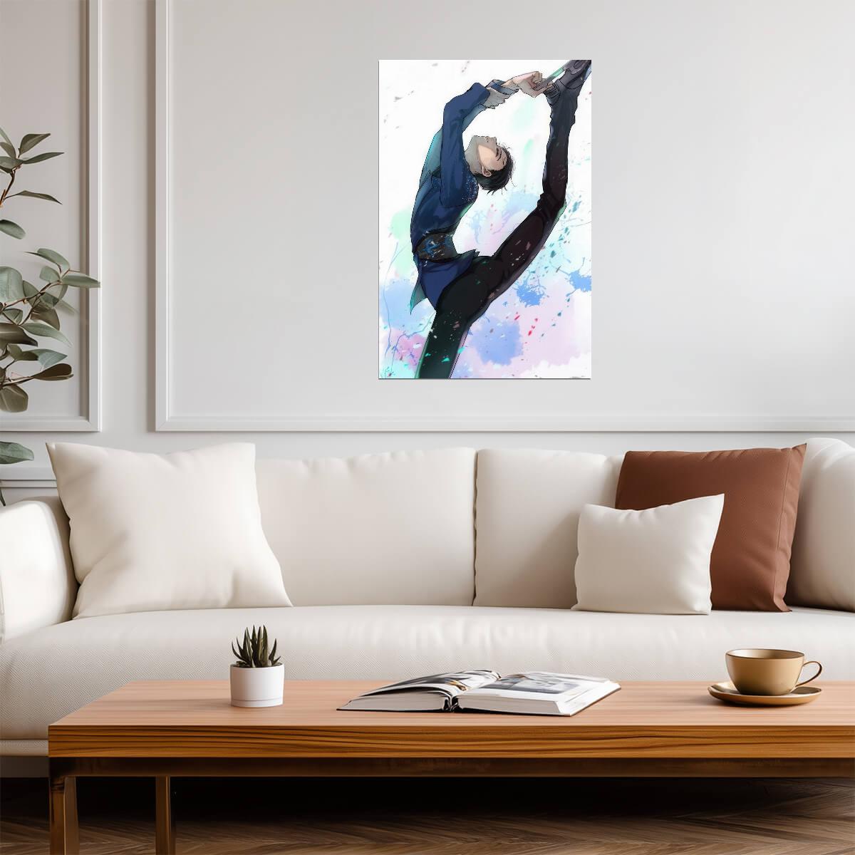 Yuri on Ice Yuuri Katsuki Skating Pose | Anime Poster | Artistic Figure Skating Art - Anime Poster