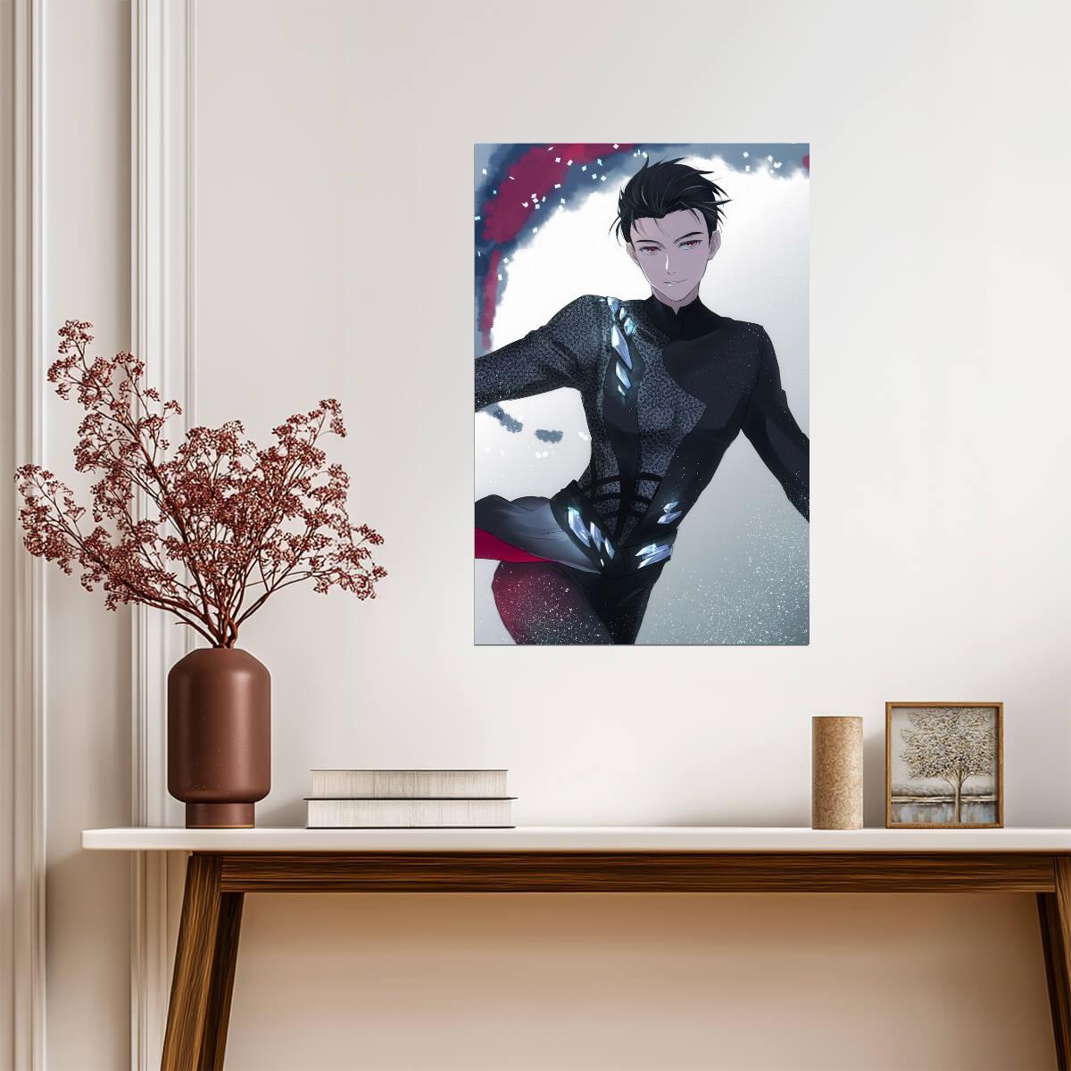Yuri on Ice Yuuri Katsuki Black Outfit | Anime Poster | Minimalist Anime Decor - Anime Poster