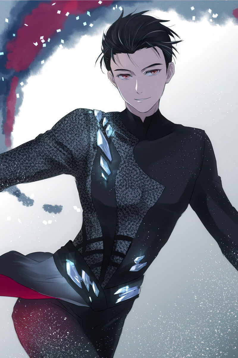 Yuri on Ice Yuuri Katsuki Black Outfit | Anime Poster | Minimalist Anime Decor - Anime Poster
