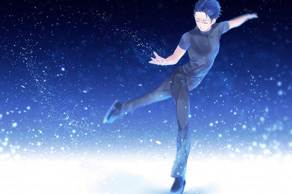 Yuri on Ice Yuuri Katsuki On Ice | Anime Poster | Cinematic Figure Skating Print - Anime Poster