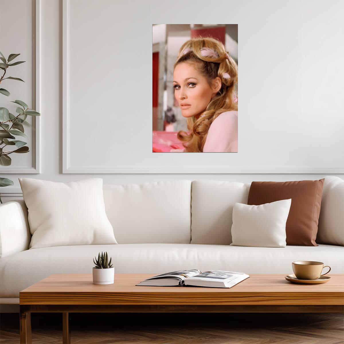 Ursula Andress Pink Portrait Poster | Actress Wall Art Print - Celebrities Poster