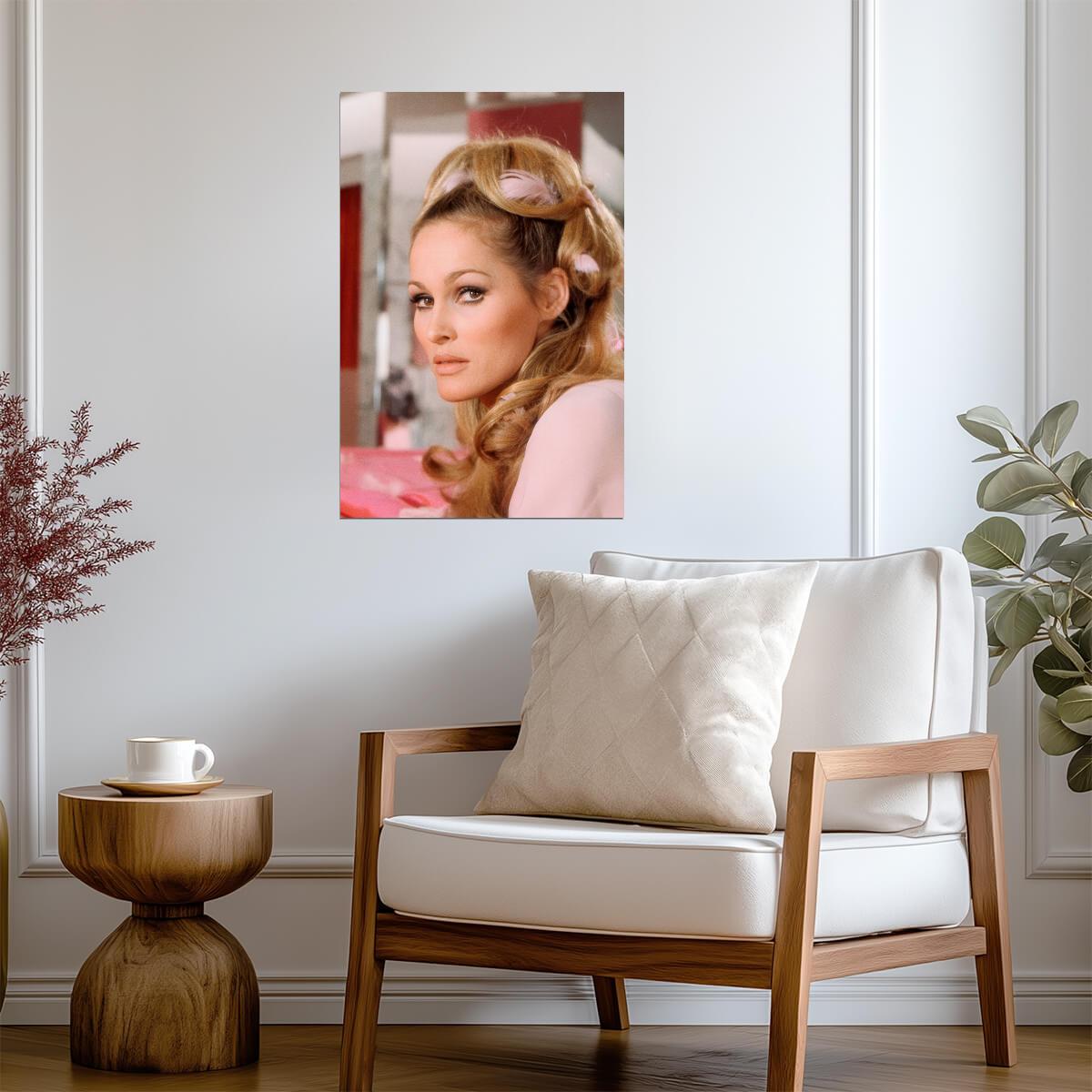 Ursula Andress Pink Portrait Poster | Actress Wall Art Print - Celebrities Poster