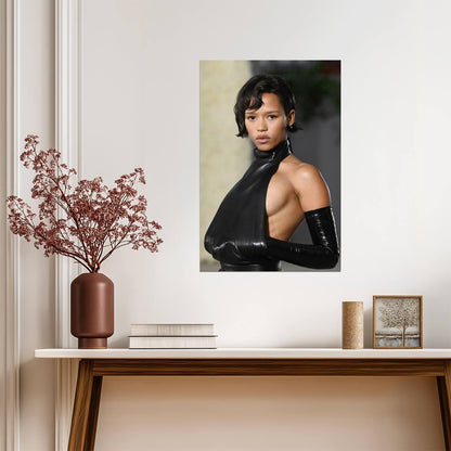 Taylor Russell in Leather Outfit and Long Gloves Poster | Actress Print - Celebrities Poster