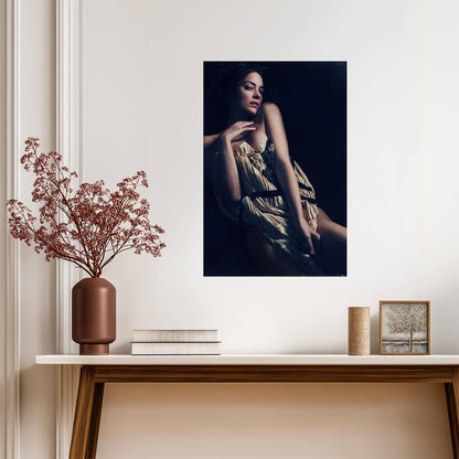 Marion Cotillard in Dress Poster | Seated Portrait Wall Art Print - Celebrities Poster