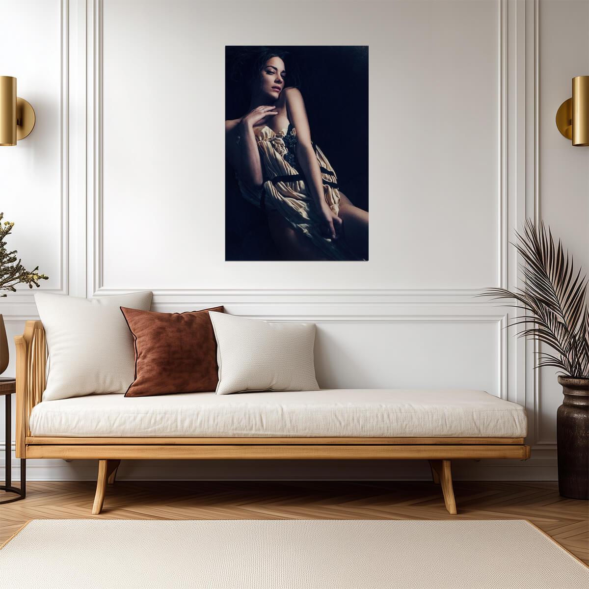 Marion Cotillard in Dress Poster | Seated Portrait Wall Art Print - Celebrities Poster