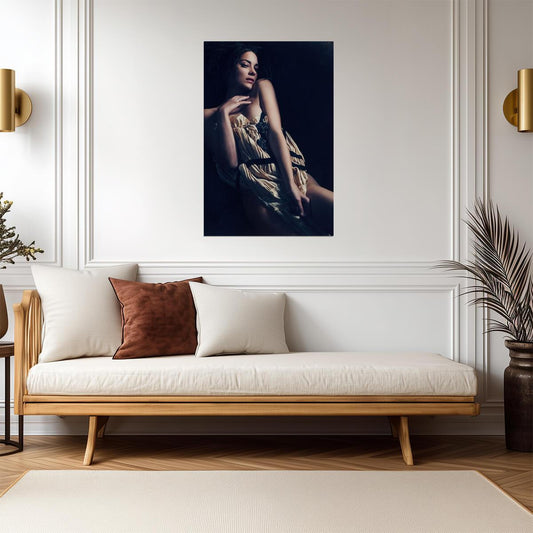 Marion Cotillard in Dress Poster | Seated Portrait Wall Art Print - Celebrities Poster