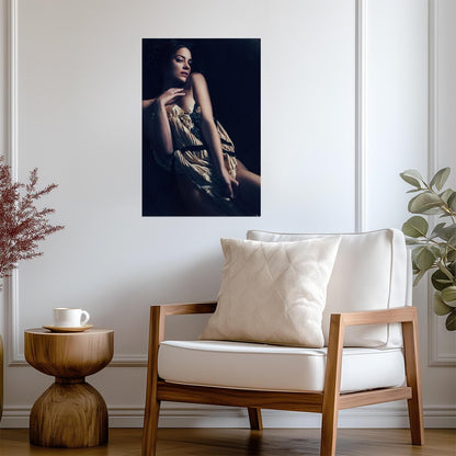 Marion Cotillard in Dress Poster | Seated Portrait Wall Art Print - Celebrities Poster