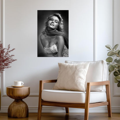 Anita Ekberg Black and White Glamour Portrait Poster | Actress Print - Celebrities Poster