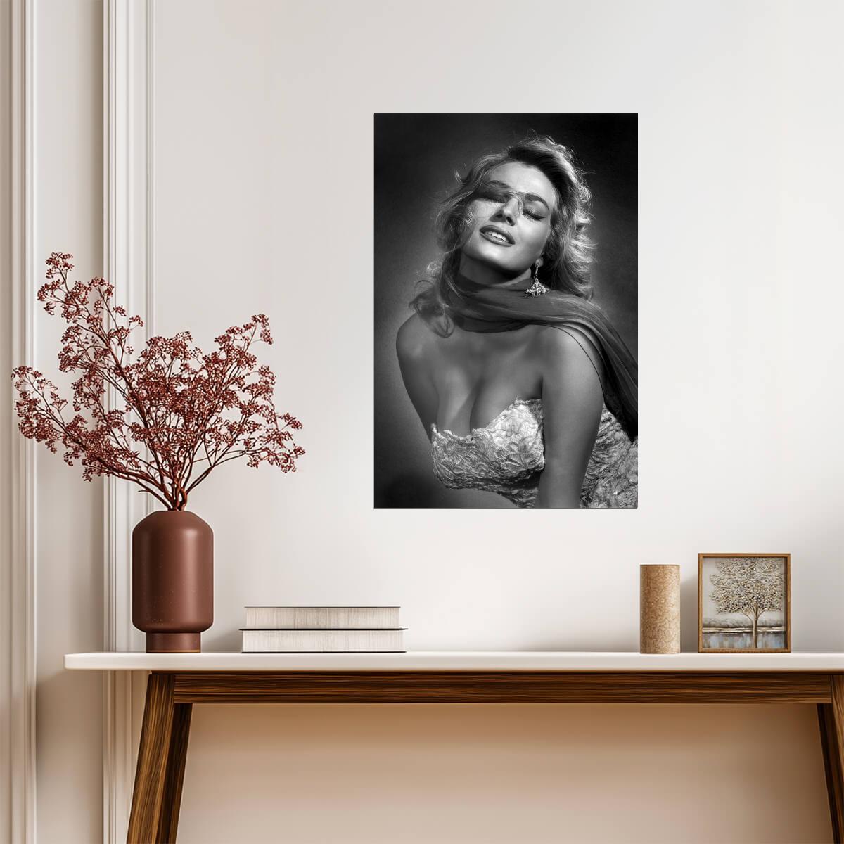 Anita Ekberg Black and White Glamour Portrait Poster | Actress Print - Celebrities Poster