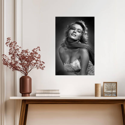 Anita Ekberg Black and White Glamour Portrait Poster | Actress Print - Celebrities Poster