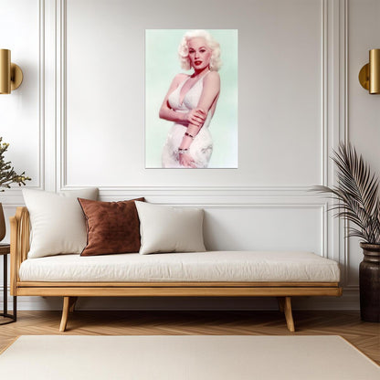 Mamie Van Doren in White Dress with Red Lipstick Poster | Actress Print - Celebrities Poster