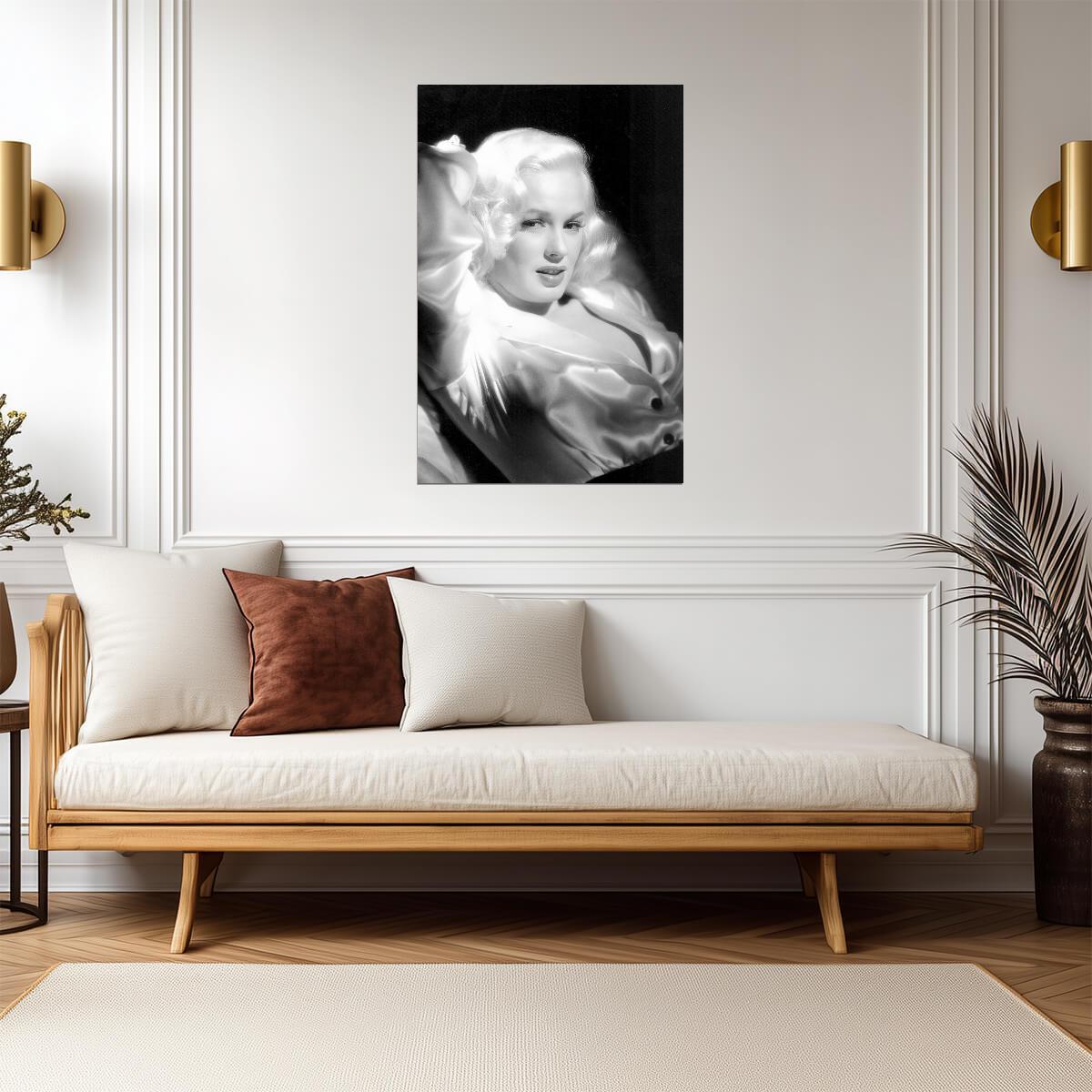 Mamie Van Doren Black and White Portrait Poster | Actress Wall Art Print - Celebrities Poster