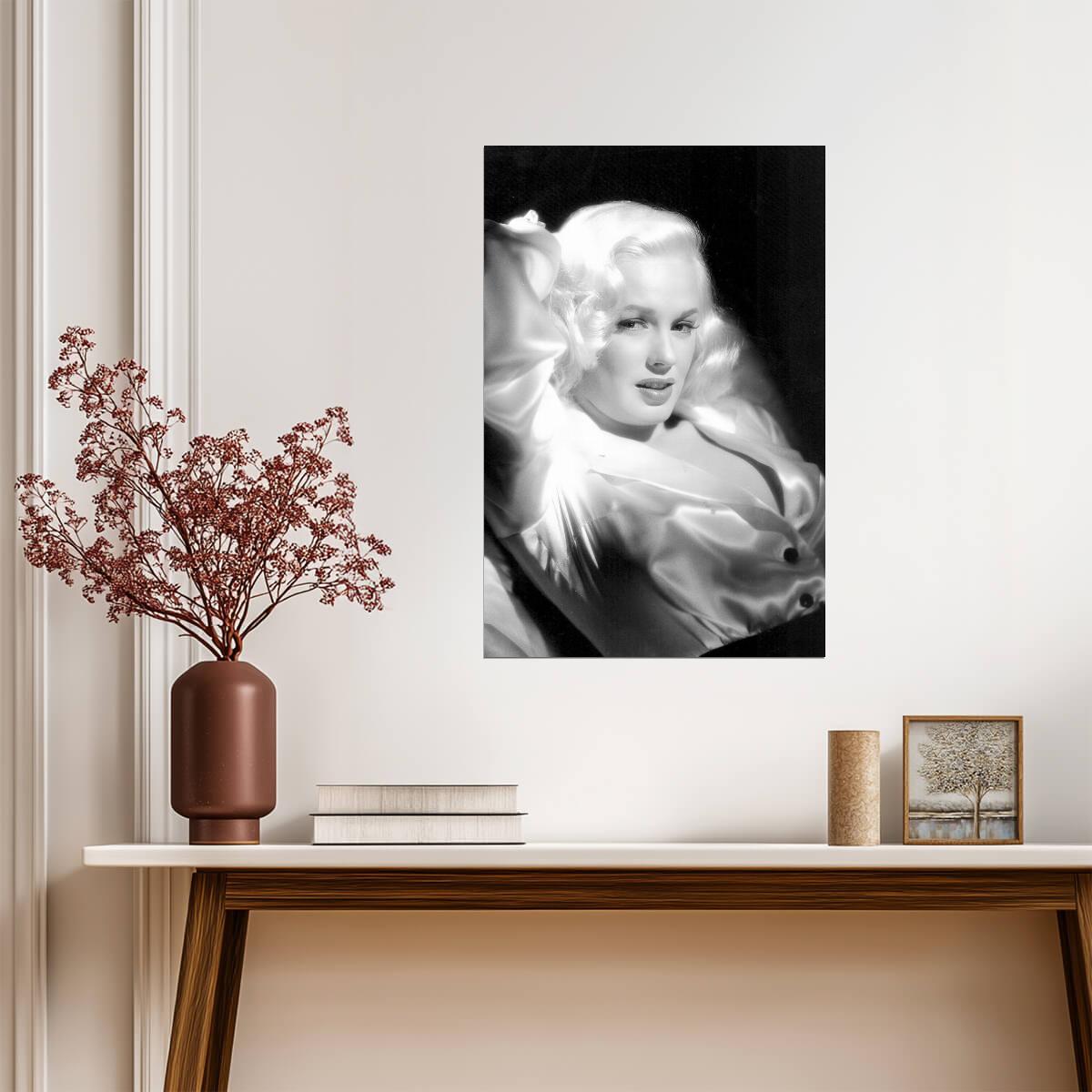 Mamie Van Doren Black and White Portrait Poster | Actress Wall Art Print - Celebrities Poster